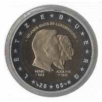Luxemburg 2 euro 2005 Henri en Adoplhe UNC Frans muntteken Luxemburg 2 euro 2005 Henri en Adoplhe UNC Frans muntteken